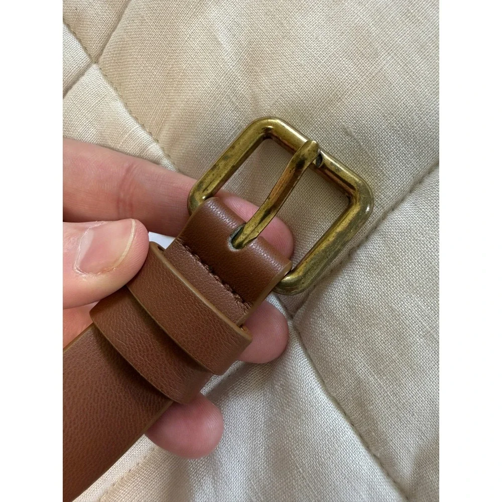 Brown Double Wrap Belt M Brass Dome Studded Faux Leather Boho Western Y2K Womens